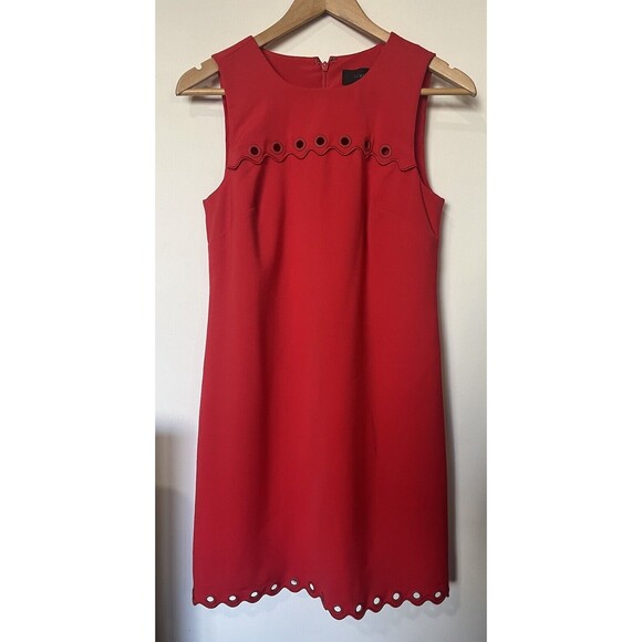 J. Crew Dresses & Skirts - J Crew Cranberry Red Scalloped Hem Sleeveless Mini Shift Dress Size 2